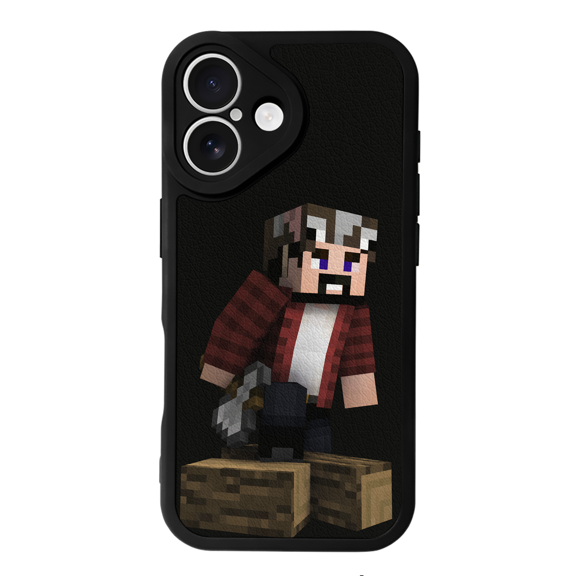 （画像用） マインクラフト ブロックの世界 Minecraft MC Block world 【iPhone 16シリーズ対応】シリコンスマホケース（レザー調） 材質：シリコン